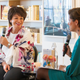 Valerie Jarrett (l) speaks with Giovanna Gray Lockhart at The Wing Chicago on Saturday, April 6.